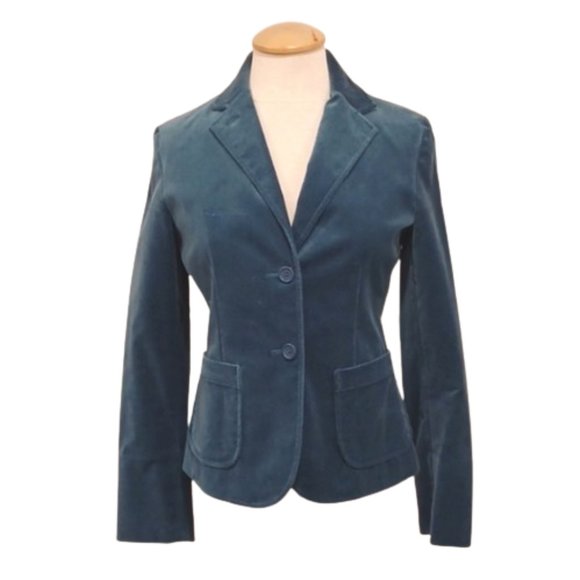 Gap Peacock Blue Velvet Preppy Blazer- Sz. 4 - Picture 1 of 13